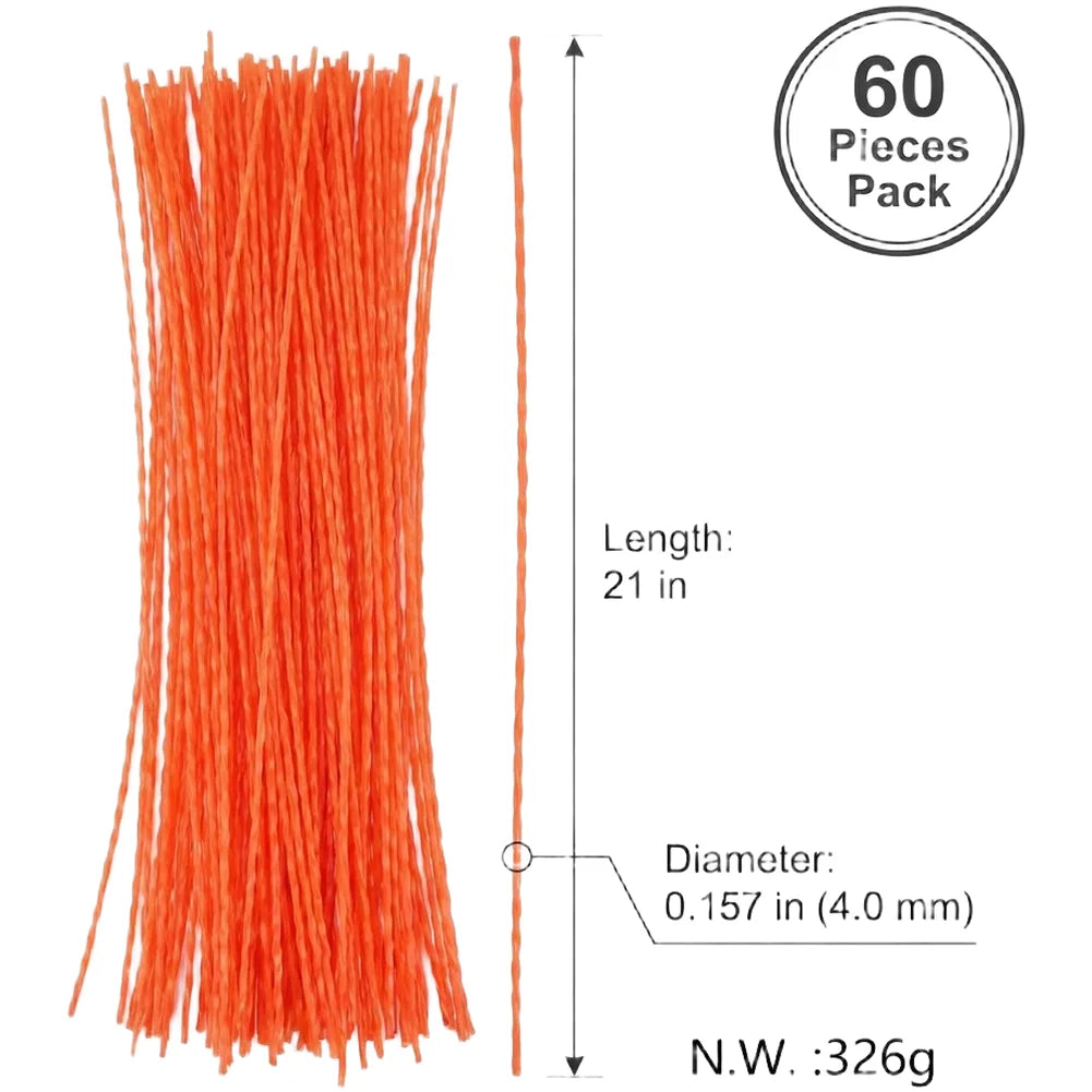 60-Pack 4mm Spiral Grass Trimmer Line – 21" Replacement String Replacement Trimmer Line Vue