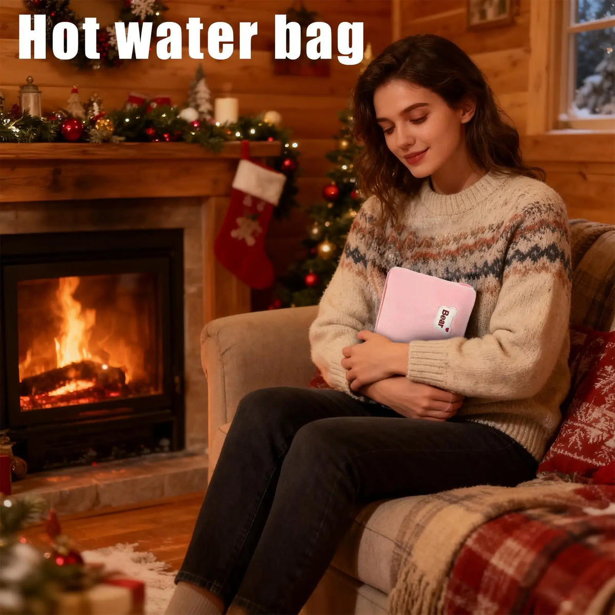 Hot Water Bottle Leak-Proof Rechargeable Hand Warmer Hot Water Bag with Soft Cover for Winter Cold Weather Period Cramps Muscles Vue