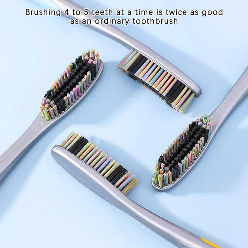 1/5Pcs Large Head Bristle Toothbrush For Adult Anti Slip Wide Head Design Deep Oral Cleaning Remove Tooth Stains Smoke Stains Vue