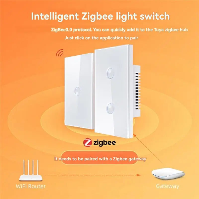 Hot-For Alexa Google Home Integrated White Tuya Smart Wifi Touch Switch 110-240V 2.5D Concave For Zigbee3.0 Enhancement Vue