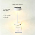 Solar LED Portable Table Lamp, Dimmable Rechargeable Outdoor Light with 3 Color Modes for Garden Patio Camping Vue WHITE