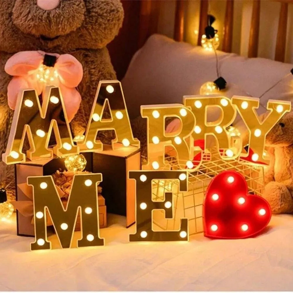 1pc 6.3in LED Alphabet & Number Lights,16cm Plastic Letters Decoration Lights For Home, Wedding,Proposal,Birthdaye Hanging Decor Vue