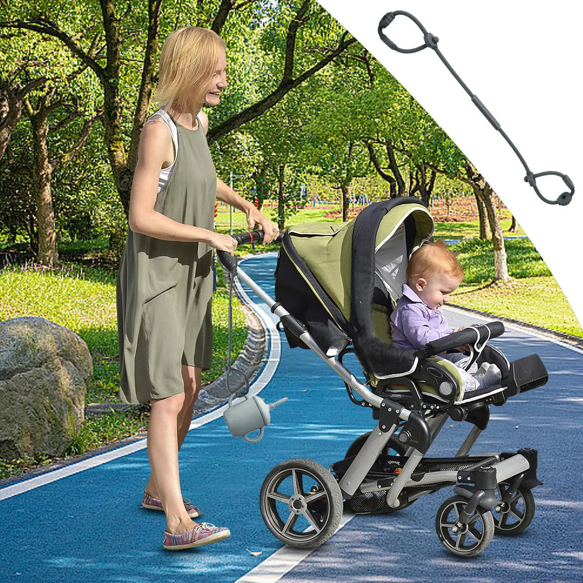 Adjustable Baby Toy Straps Silicone Safety Teether Holder Chain Multi Functional Accessories for High Chair Stroller Car Seat Vue