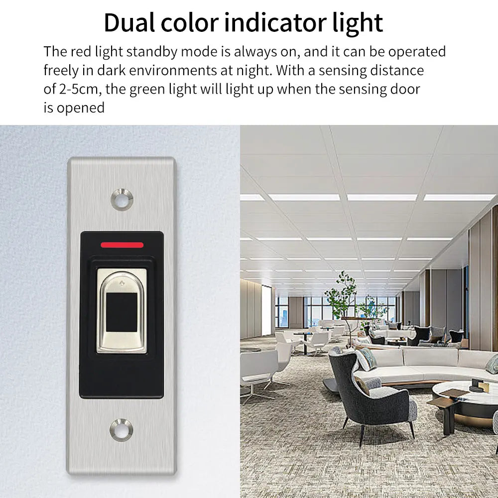 Metal Fingerprint Access Control Keypad Concealed Mounted in Wall Installation Controller Security Gate Opener IP68 Waterproof Vue