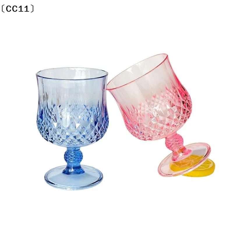 Plastic Wine Glasses Vintage Champagne Cups Cut Goblets Unbreakable