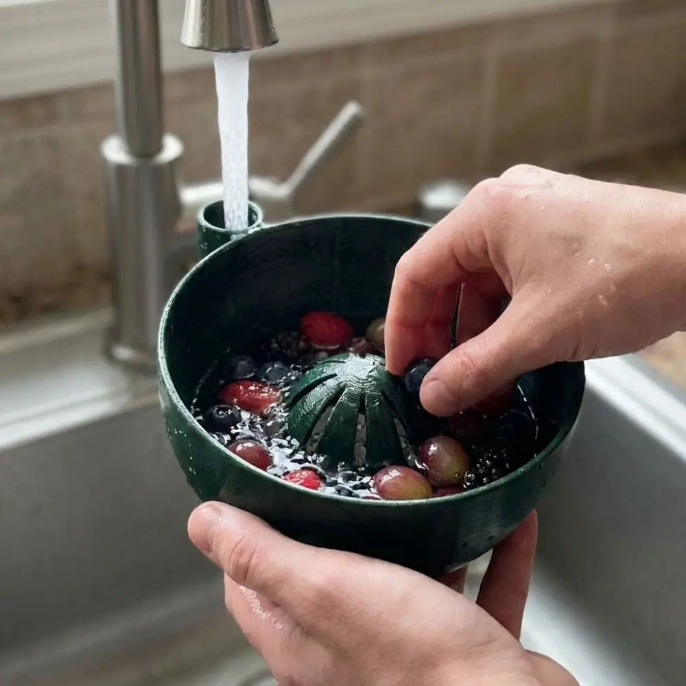 3D Printed Automatic Fruit Washing Bowl Large Capacity Self-spinning Swirl Berry Washing Drain Bowl Plastic Central Flow Guide Vue