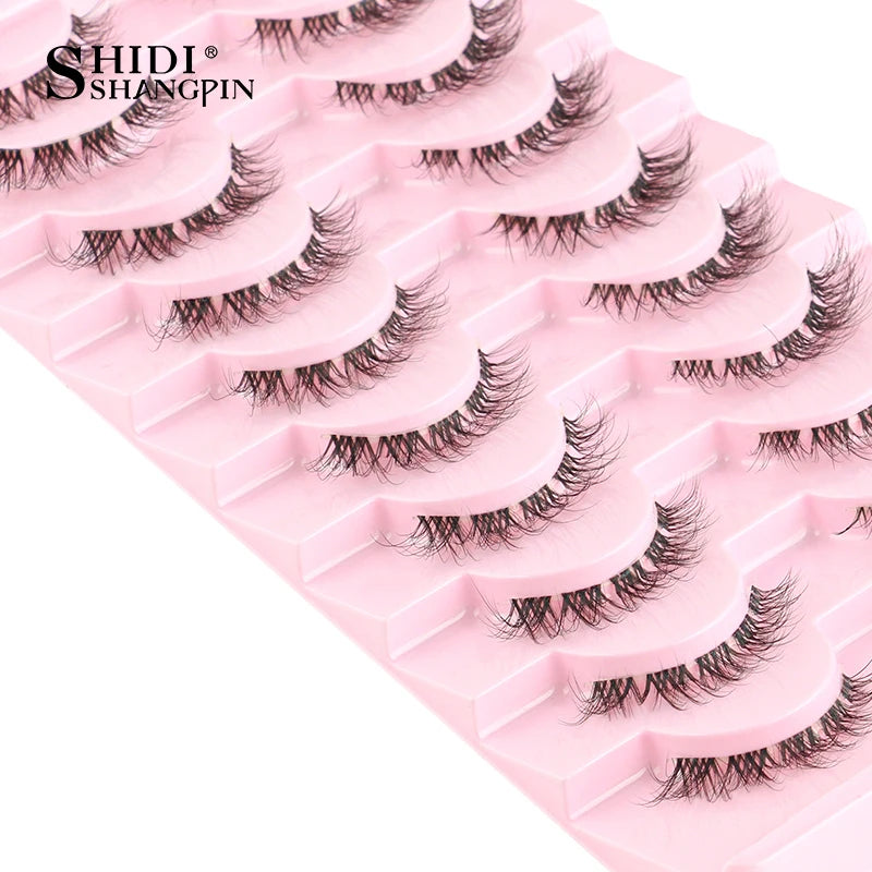 10 Pairs False Eyelashes Natural Look Soft Eyelash Extension 3D Mink Half Lashes Makeup Faux Cils Cat Eye Eyelashes Maquiagem Vue
