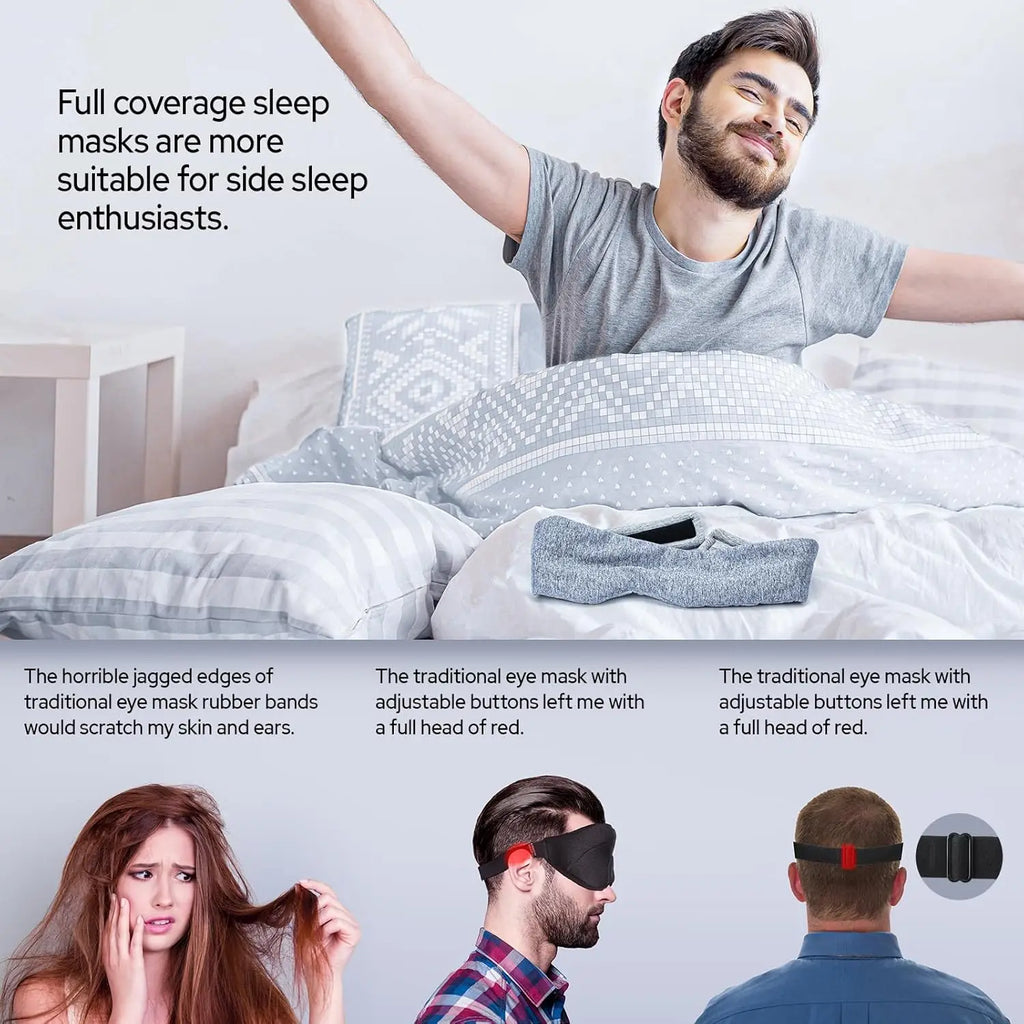 Cotton Sleep Eye Mask,100% Blocking Light Sleeping Mask for Side Sleeper,Soft Zero Pressure Cooling Blackout Eye Masks for Sleep Vue
