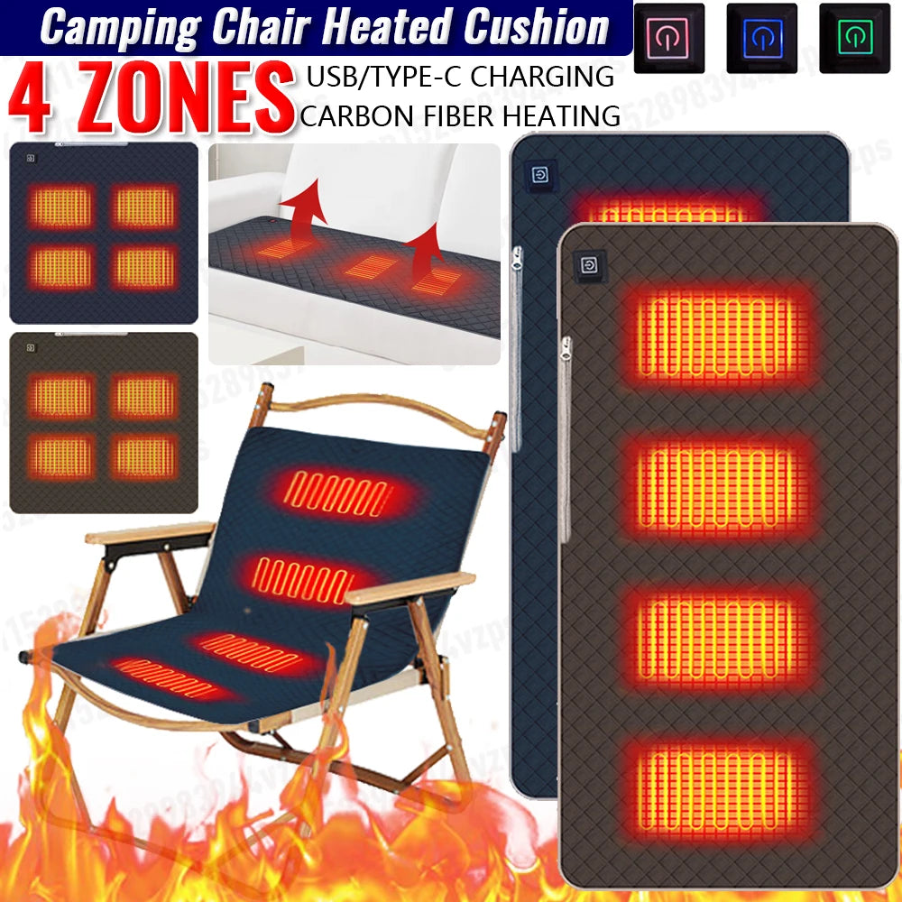 5V USB Heating Pad Electric Heated Blanket Rechargeable Cold Resistant 3-Level Temperature Outdoor Camping Heated Electric Mat Vue