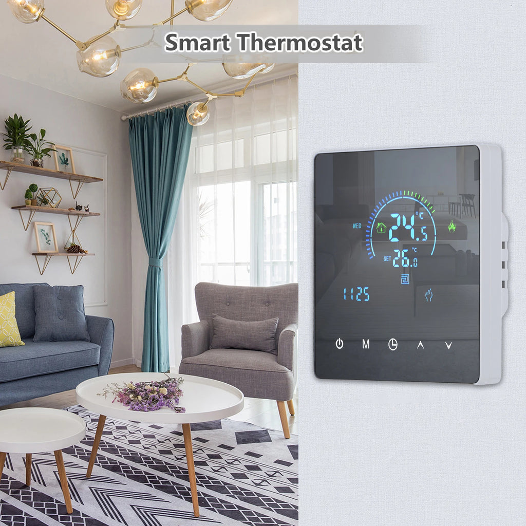 Smart Intelligent Thermostat Temperature Controller for Water Heating Equipment LCD Display Touch Button Programmable Vue