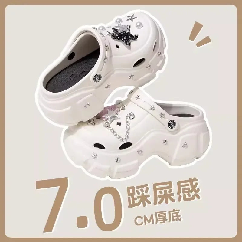 Women's Charm Clog Platform Sandals – Lightweight EVA Slip-On Platform Clog Sandals Vue