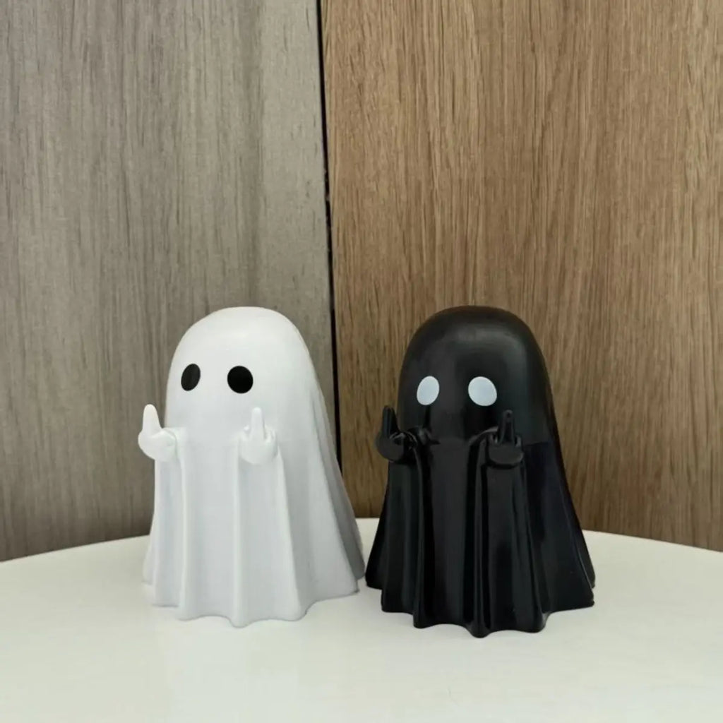 Cute Middle Finger Ghost Statue,Small Halloween Decor for Home,Centerpiece for Coffee Table,Adorable Horror Figure,Shelf Decor Vue