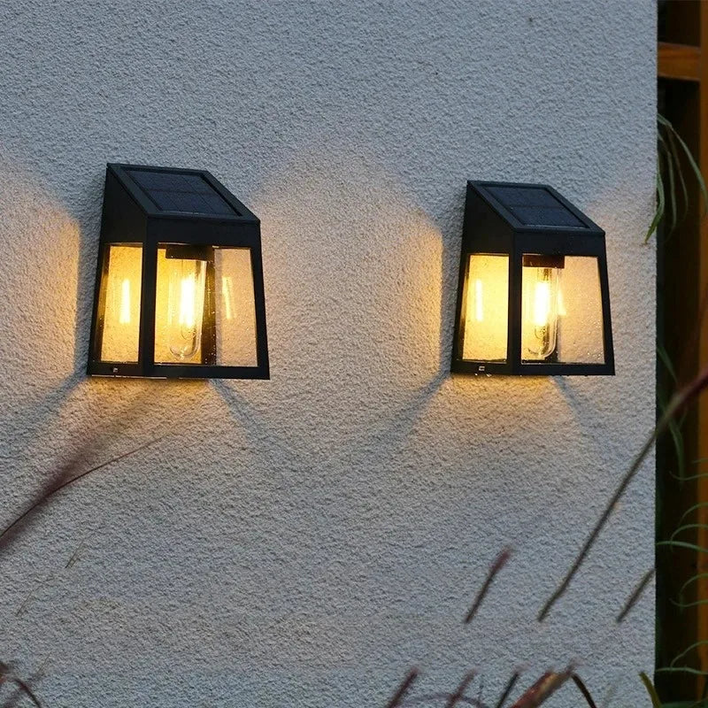 1-10PCS Solar Garden Wall Lantern Outdoor Waterproof Tungsten Filament Glow for Courtyard Fence Decorative Exterior Lighting Vue