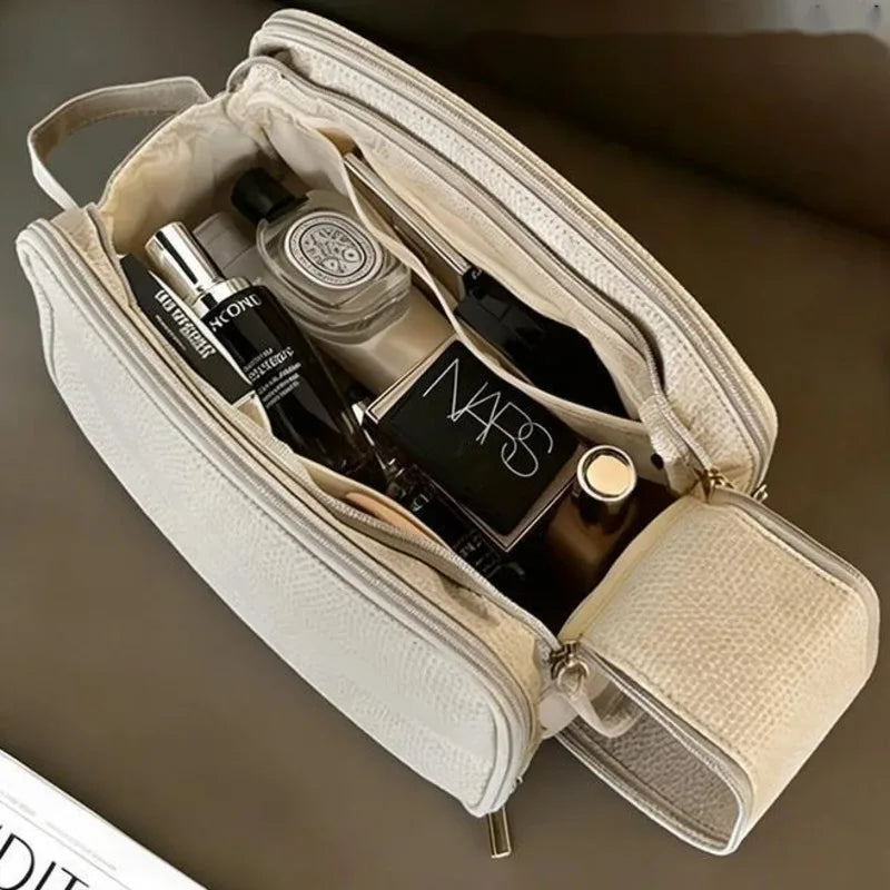 Large Capacity Makeup Bag Brush Organizer Portable Waterproof Travel Toiletry Pouch Cosmetic Case For Women Teens Christmas Gift Vue
