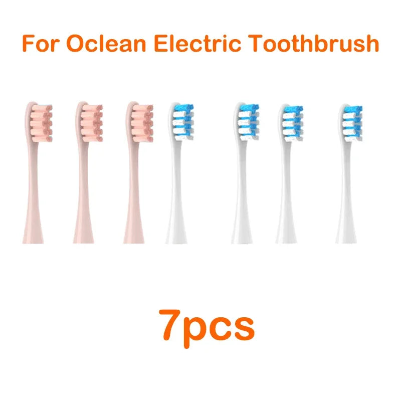 Brush Heads For Oclean Flow/X/ X PRO/ Z1/ F1/ One/ Air 2 /SE Soft Sonic Toothbrush Vacuum DuPont Bristle 7pcs Replacement Heads Vue 3Pink 4Blue