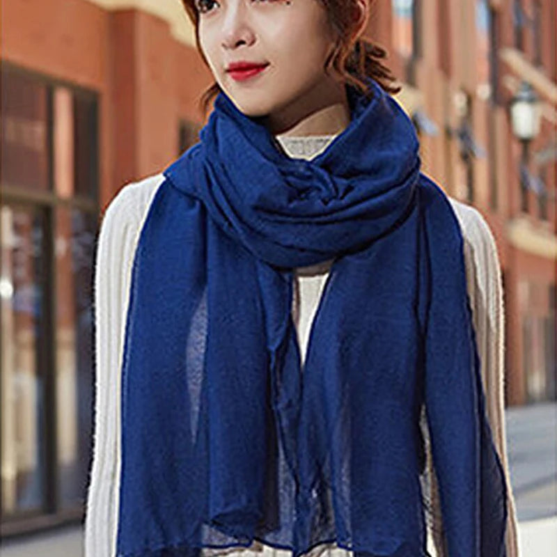 Women's Windproof Scarf Shawl Wearable Blanket Luxury Autumn And Winter Solid Color Cotton Warm Headscarf Gift Vue