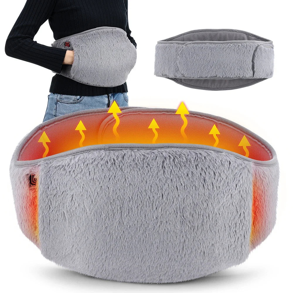 Electric Heating Waist Belt 3 Gear Heated Crystal Velvet Soft USB Hand Warmer Winter Hot Compress Abdominal Lumbar Uterus Heater Vue