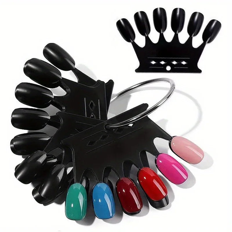 Nail Art Display False Nail Tips Crown Fake Nails Polish Clear Nature Color Card Acrylic Practice Chart Palette Art Ring Vue