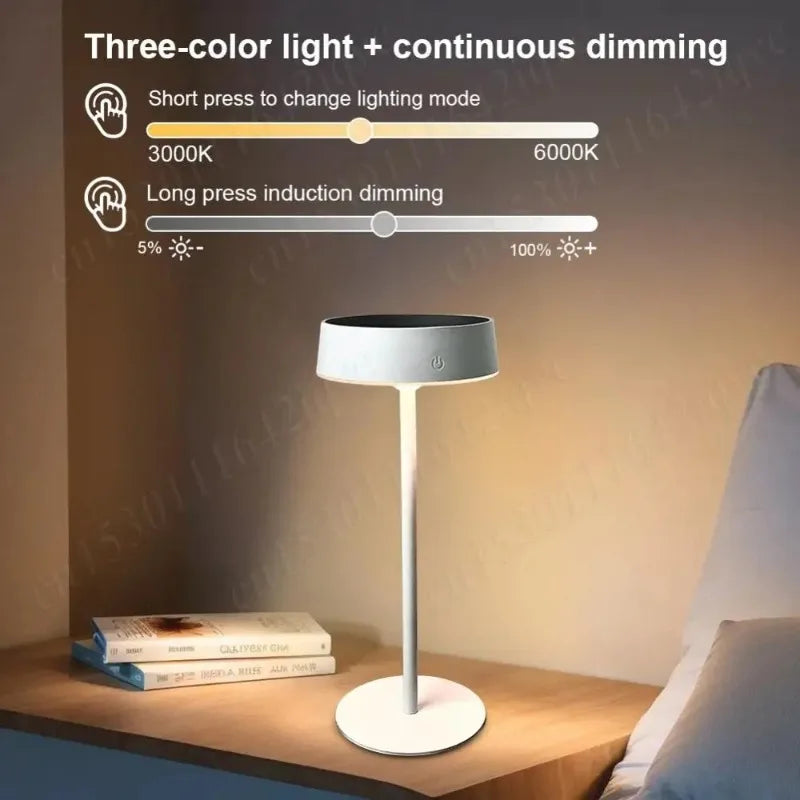 Solar LED Portable Table Lamp, Dimmable Rechargeable Outdoor Light with 3 Color Modes for Garden Patio Camping Vue