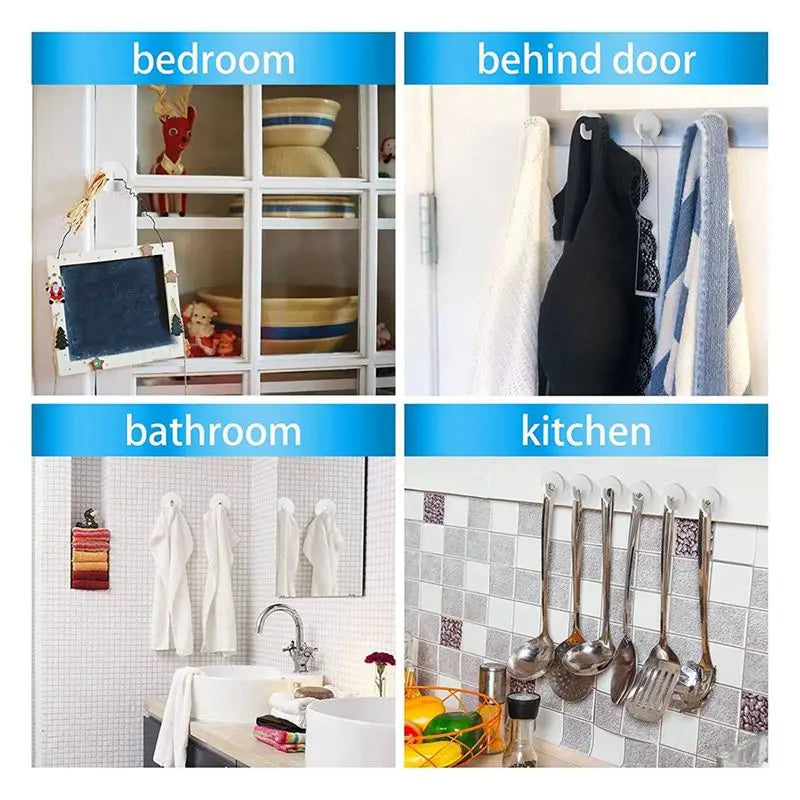 ABKW-24 Pcs Plastic Hooks Self Adhesive, Sticky Hooks Removable Wall Hooks,Stick On Hooks For Hanging Coat Cloth Towel Vue