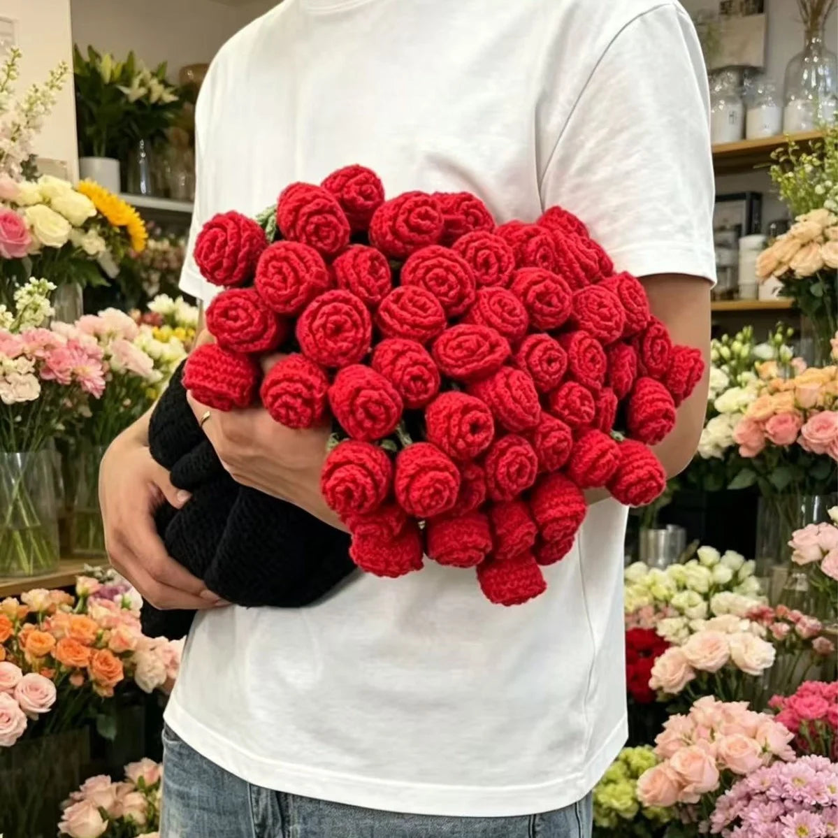 Preserved Rose Flower Blanket Air Conditioner Cover Nap Throw Shawl Romantic Home Decor For Her Valentine Gift Cozy Floral Vue A6 60CM