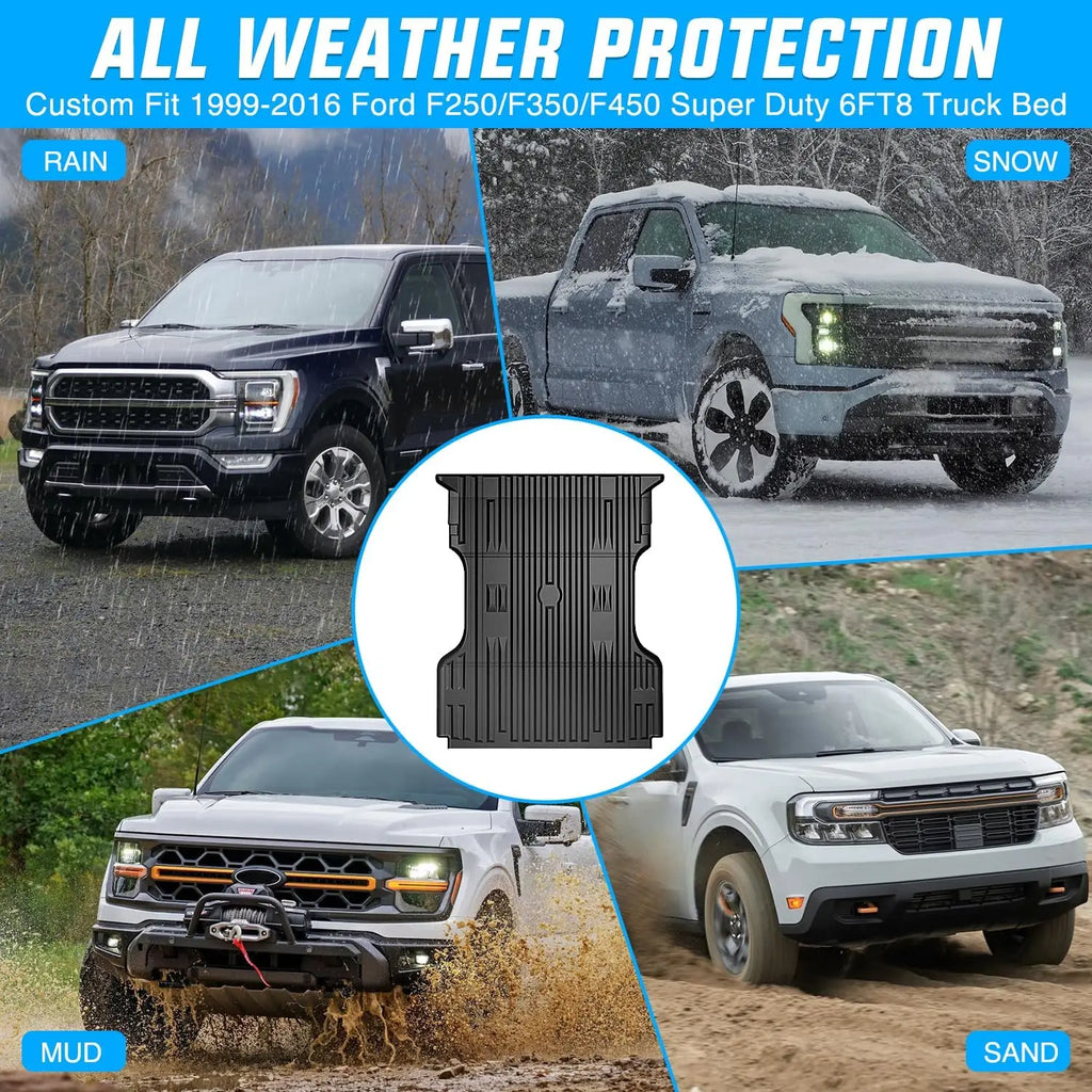 Nilight Truck Bed Mat Compatible with 1999-2016 Ford Super Duty F250/F350/F450 6.8 FT, Heavy-Duty Cargo Liner, Non-Slip, All Weather Protection (Not Fit Drop-in Bed) Vue
