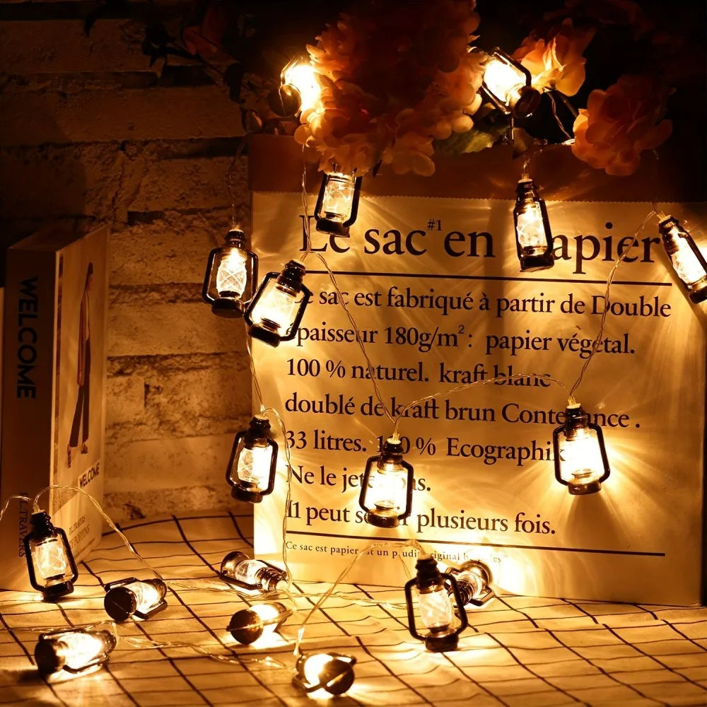 Vintage Lantern LED String Lights, Fairy Lights for Outdoor Camping, Patio, Garden, Halloween Decor（Battery Powered） Vue