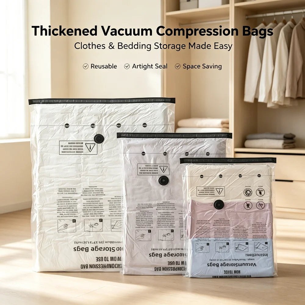 15Pcs Vacuum Storage Bags Set with Electric Pump Thickened Compression Bags for Travel Clothes Bedding Space Saver Black Vue
