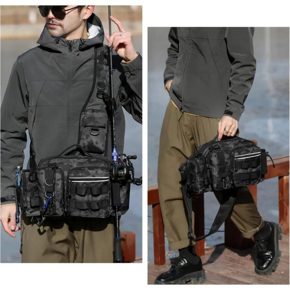 Spot Multifunctional Casual Luya BagChest Bag Waist Bag Outdoor Shoulder Crossbody Bag Fishing Rod BagEquipment Fishing Bag Back Vue