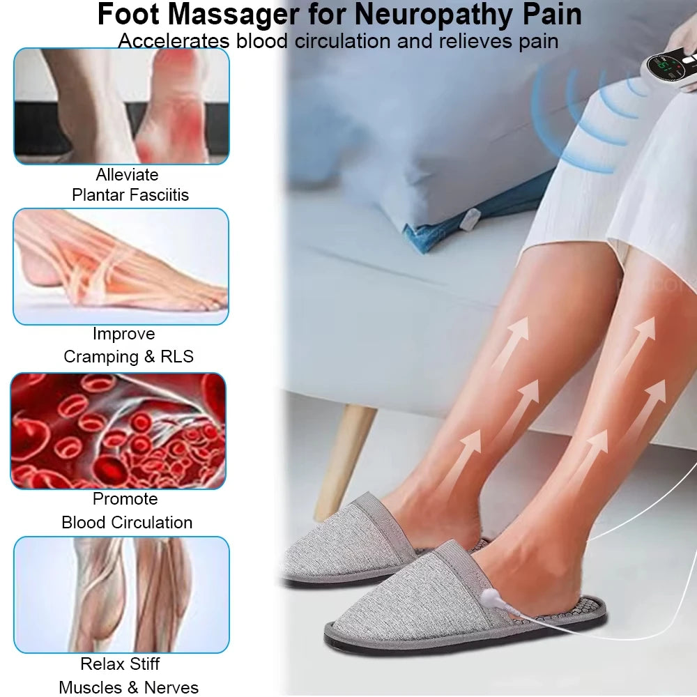 EMS Foot Massager Slippers Electric Feet Massage Shoes with Remote Control Pulse Muscle Stimulator Foot Massager to Relieve Pain Vue