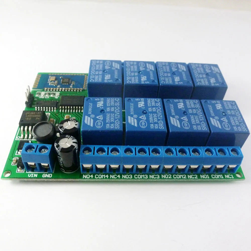 BT21A08 DC 12V 8 Channel Android Phone Bluetooth-compatible Compatible Control Relay Module for Smart Home LED Lighting System Vue
