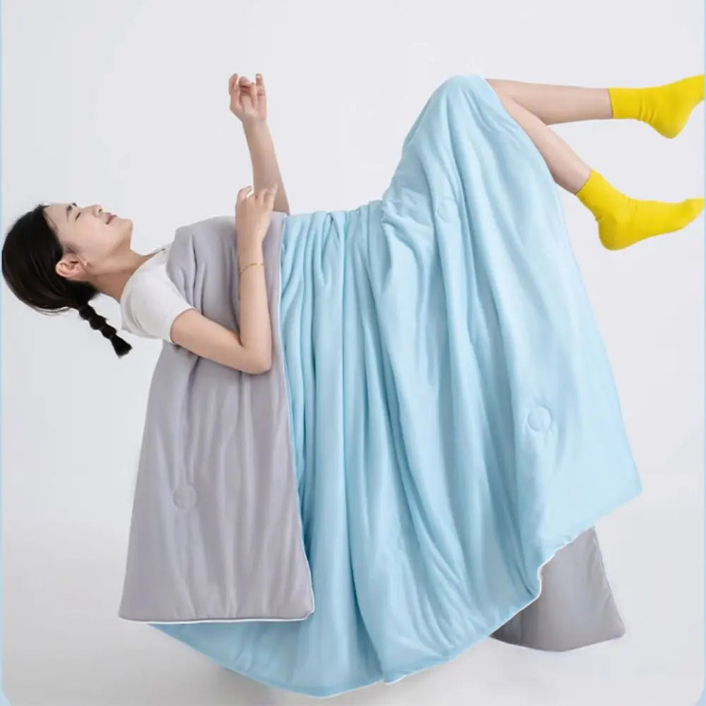 Double Side Air Condition Comforter Cooling Fabric Solid Color Summer Thin Quilt Quilting Lightweight Cooling Blanket Dormitory Vue