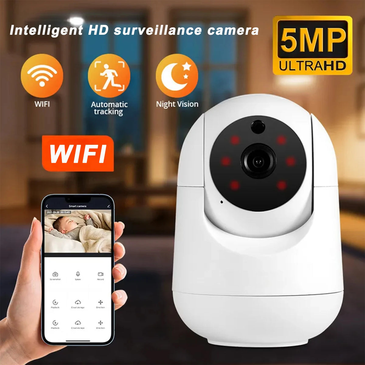 8MP WiFi Indoor Security Camera – AI Tracking & Night Vision Indoor Security Camera Vue