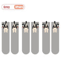 1-10Pairs Kawaii Egg Dog Cartoon Crew Socks for Women Men Cute Puppy Pattern Funny Mid Calf Casual Socks for Fall Winter Daily Vue One Size Grey-3Pairs