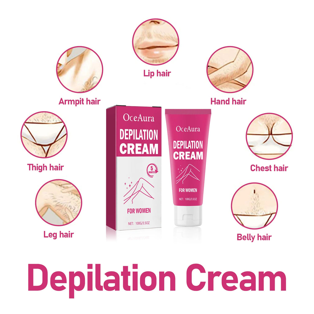 Women's Depilatory Cream: Deep Body Hair Removal, Painless Hair Removal, Hair Growth Inhibitor, Moisturizing and Smoothing Vue