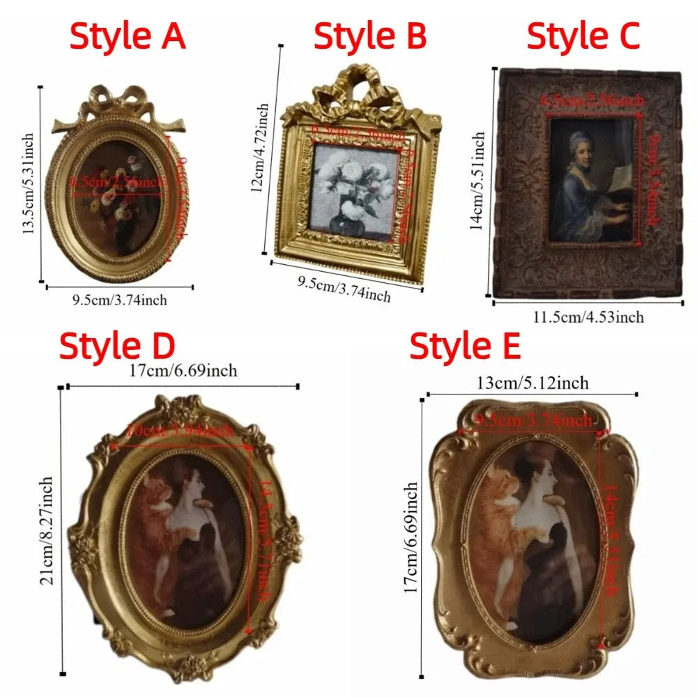 Exquisite European Style Vintage Photo Frames Gold Retro Photo Display Holders Creative Classical Resin Picture Frame Bedroom Vue