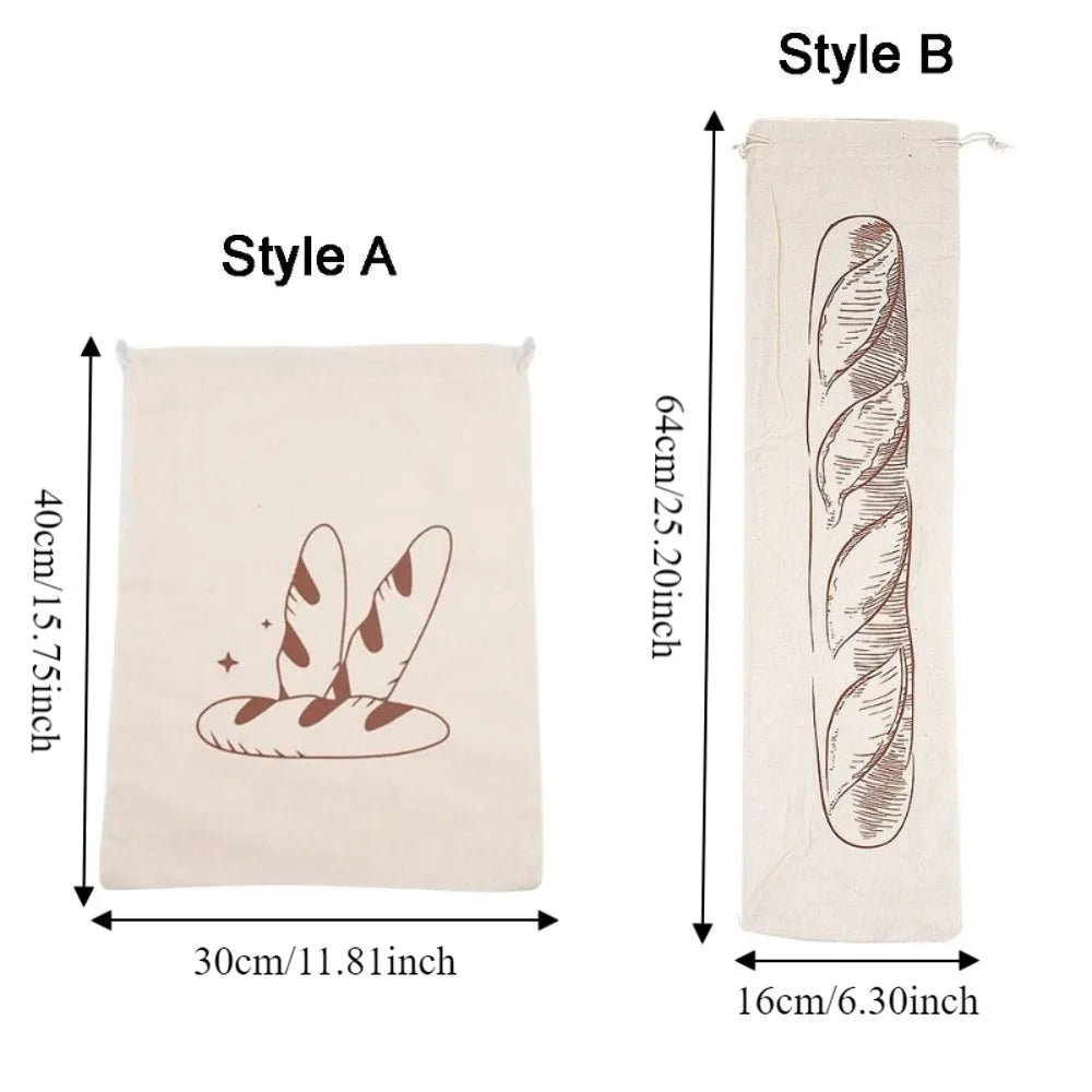 2PCS Large Linen Bread Bag Eco Friendly Reusable Drawstring Bread Bag Fresh Keeping Washable Bread Storage Bags Homemade Bread Vue