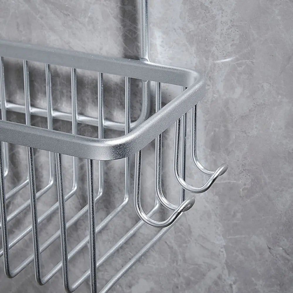 Silver/Black/Grey Hanging Shower Basket with Hooks Large Capacity Bathroom Storage Rack Rustproof Bathroom Hanging Shelf Home Vue