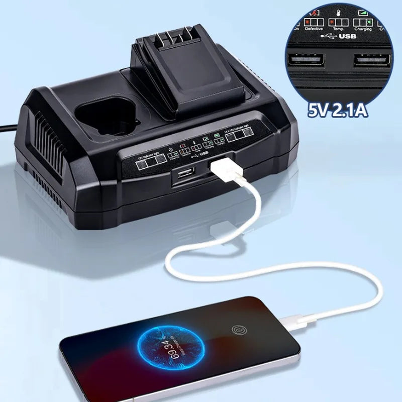 Portable Dual-Port Charger Power Tool Battery Charger Compatible with For Bosch 10.8V–20V Li-ion Batteries Fast Charging Station Vue