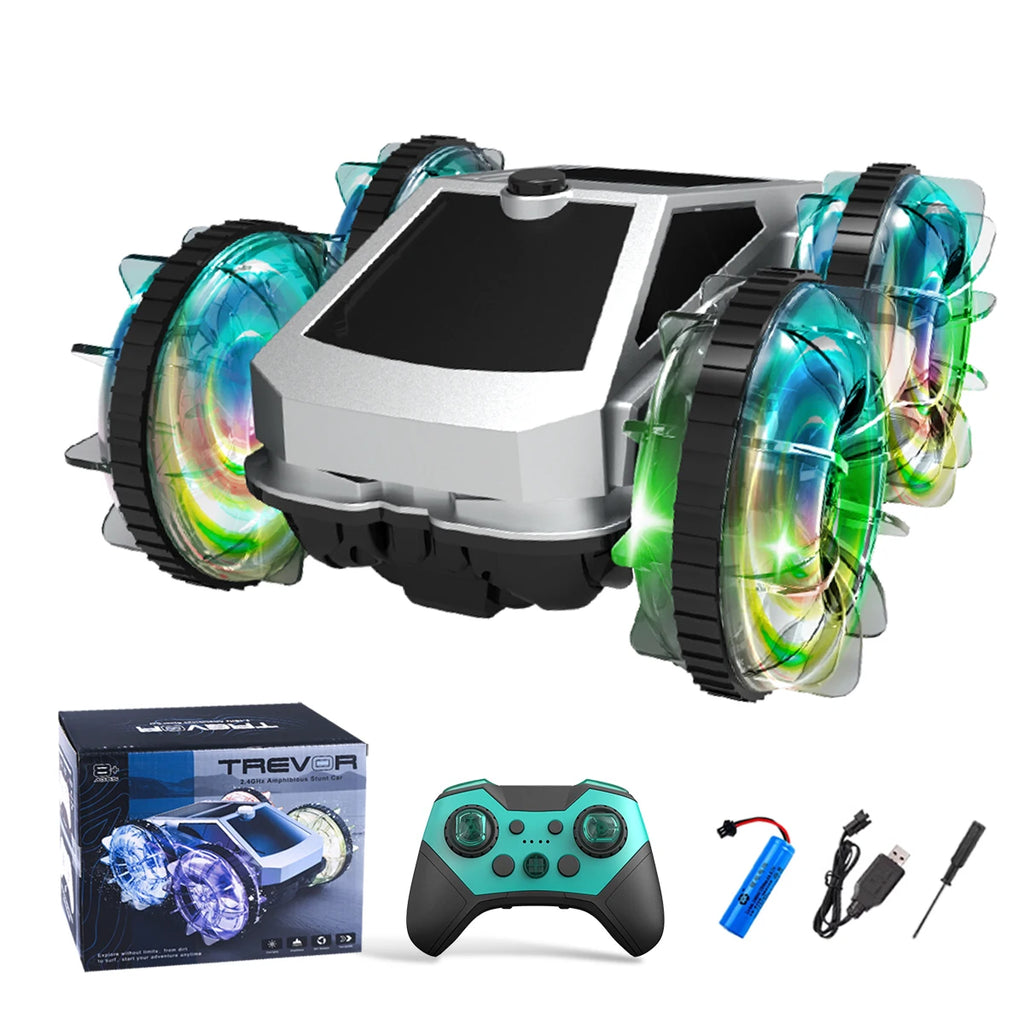 Remote Control Car Toys Amphibious Stunt Truck, RC Toy for All Terrain Vehicle Model 2.4GHz Remote Control Vehicles Car Gifts Vue Silver