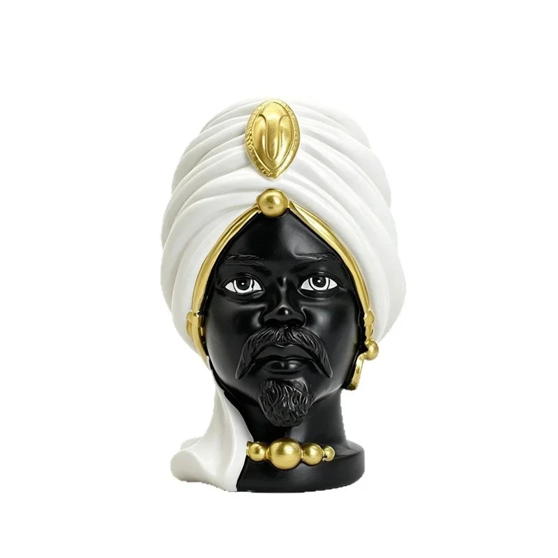 Black Gold Moorish Bust Resin Vase Luxury Home Hall TV Console Table Decor Centerpiece For Living Room Birthday Gift For Her Vue