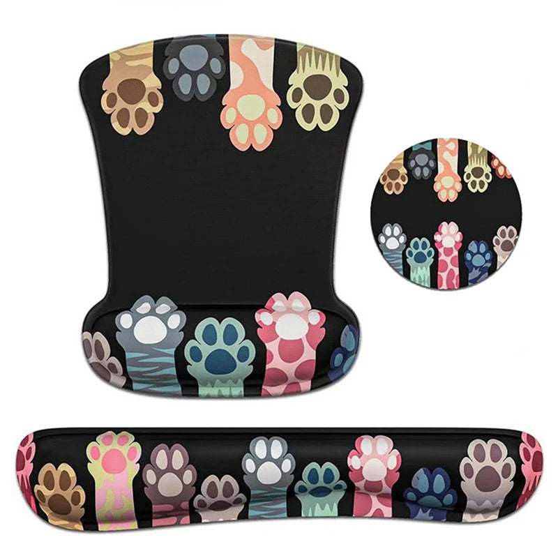 ABKW-3 In 1 Mouse Pad Sets With Keyboard Wrist Rest Support, Memory Foam Keyboard Set Mousepad With Wrist Rest Vue As Shown NONE