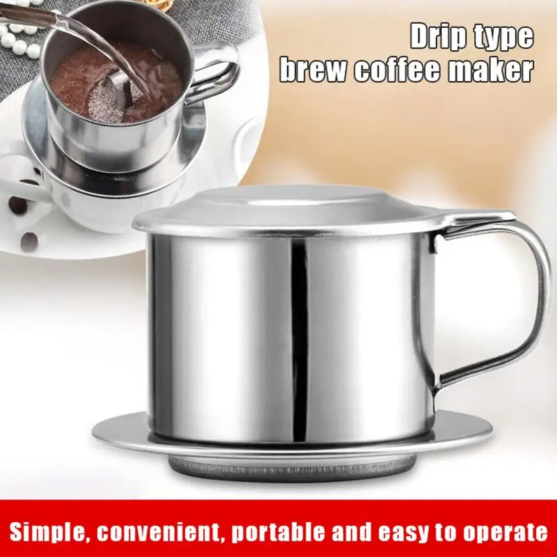 1PC Stainless Steel Vietnamese Coffee Dripper Portable Coffee Filter Infuse Cup Drip Strainer Kitchen Tools Vue