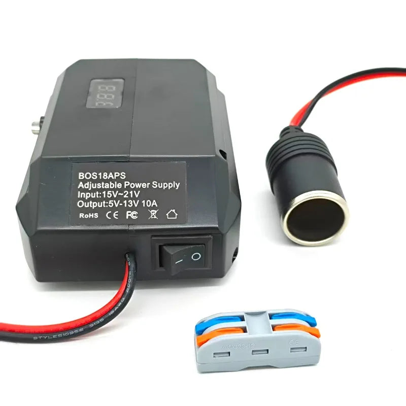 20V To 12V Step-Down Adapter Compatible with For Makita/Milwaukee/Bosch 18/20V Lithium Batteries for DIY Remote-Control Toy Cars Vue