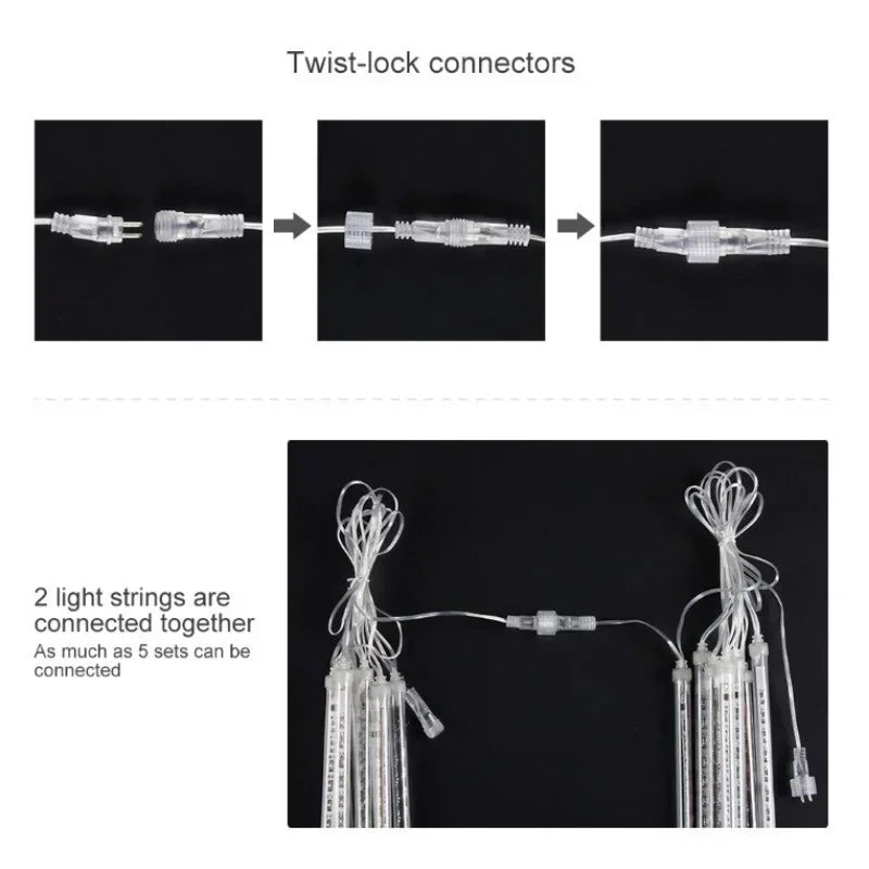 30cm /50cm Waterproof Meteor Shower Rain 8 Tube LED String Lights For Outdoor Holiday Christmas Decoration Tree EU/US/AU/UK Plug Vue