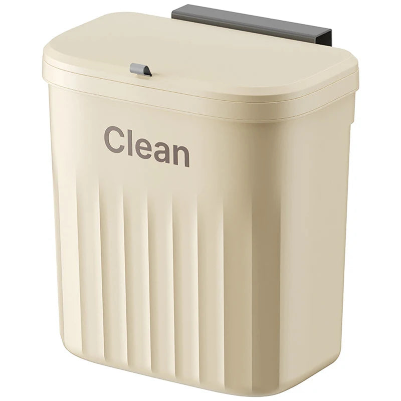 8.5/12L Kitchen Trash Can Wall Mounted Hanging Trash Bin With Lid Garbage Can For Cabinet Under Sink Waste Garbage Compost Bin Vue