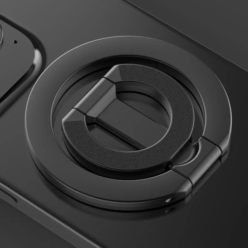 Magnetic Phone Ring Holder 360° Rotation Foldable Stand Double Sided Strong Magnet For Magsafe iPhone 17 -12 Series Samsung Vue Black