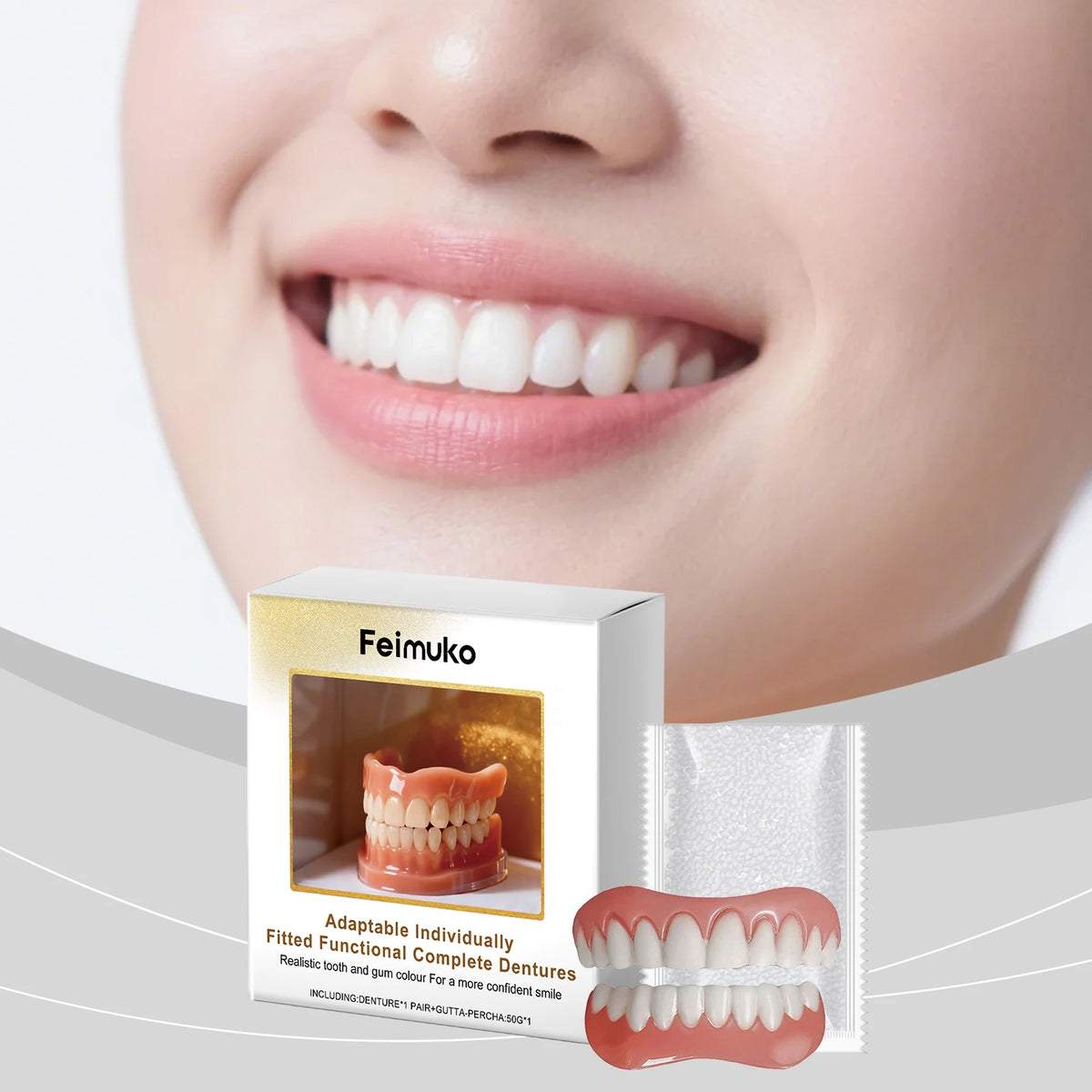 Premium Denture Cosmetic Kit - Boost Smile Beauty, Skin-Friendly Material Confident Smile for Any Occasion Vue
