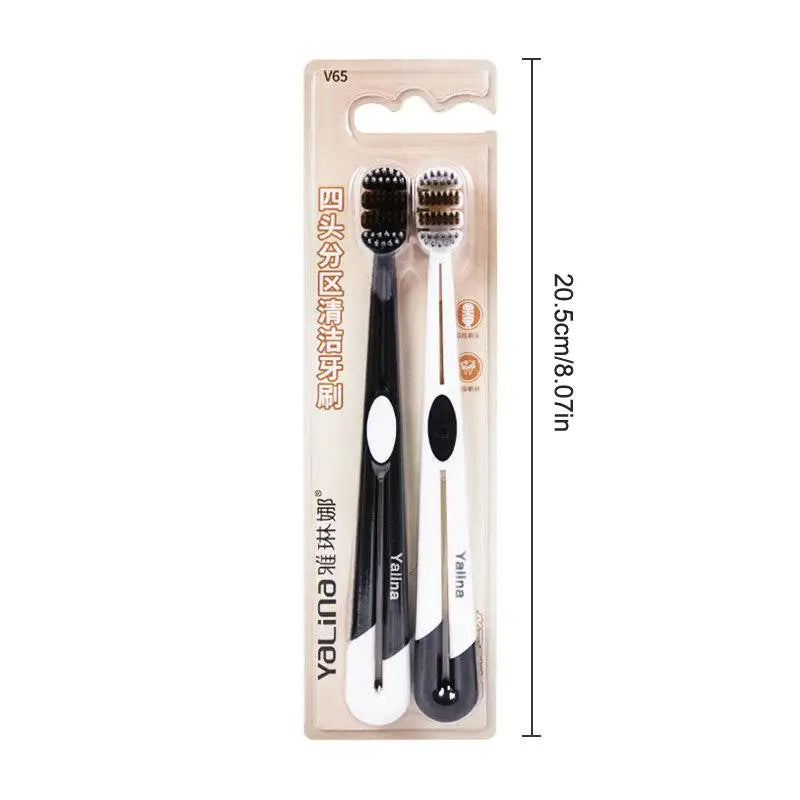 2Pcs Three Head Breathing Wide Toothbrush Mouth Clean Whitening Toothbrush Ultra-Fine Soft Hard Bristle Deep Cleaning For Adults Vue