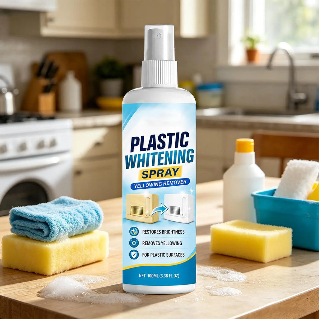 100ml Yellowing Restorer Spray, Multi-Purpose Plastic Brightener for AC, Washing Machine, Car Interior, Home Appliances Vue